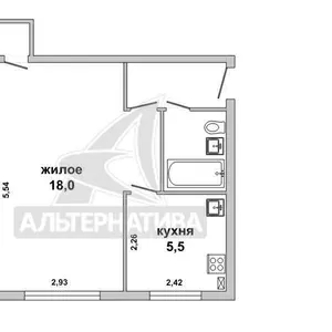 1-комнатная квартира,  г. Кобрин,  ул. Пушкина,  1961 г.п. w182198