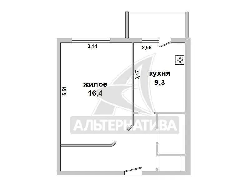 1-комнатная квартира,  г. Кобрин,  ул. Дзержинского. w181521 11