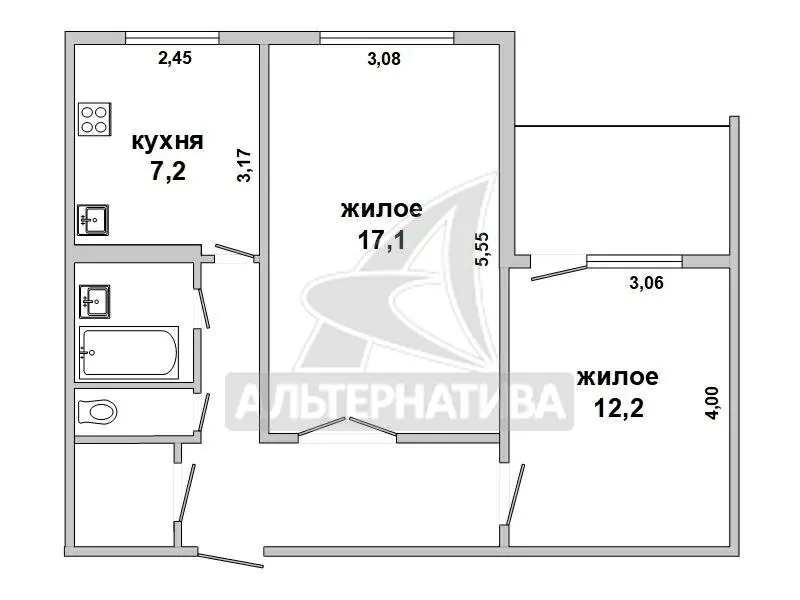 2-комнатная квартира,  г. Кобрин,  ул. 700-летия Кобрина. w180454