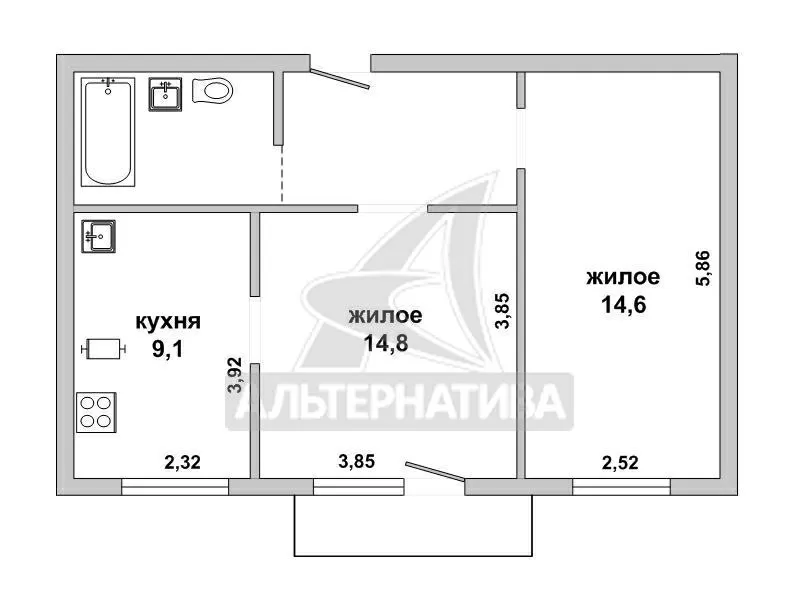 2-комнатная квартира,  г. Кобрин,  ул. Калинина. w182635 8
