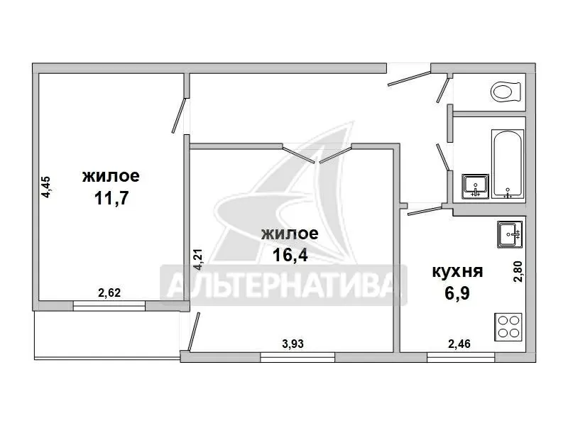 2-комнатная квартира,  г.Кобрин,  Дзержинского ул.,  1992 г.п. w170542 8
