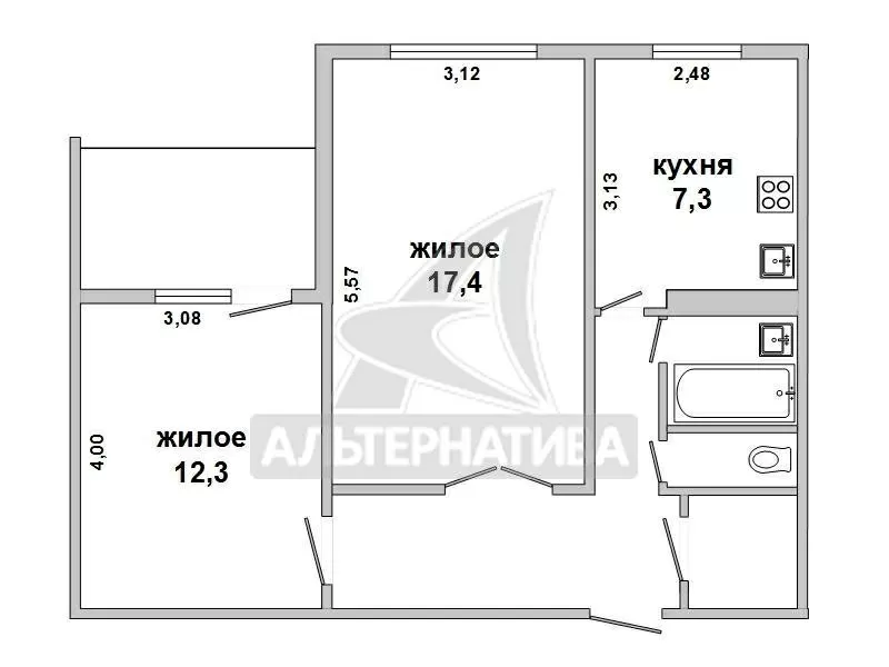 2-комнатная квартира,  г.Кобрин,  700-летия Кобрина ул. w172869 5