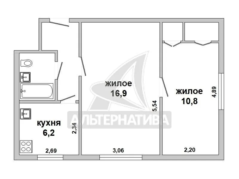 2-комнатная квартира,  г. Кобрин,  ул. Пушкина,  1963 г.п. w180775 7