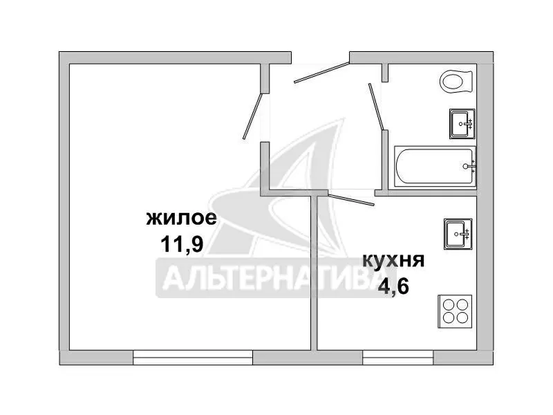 1-комнатная квартира,  г. Кобрин,  ул. Советская,  1980 г.п. w181164