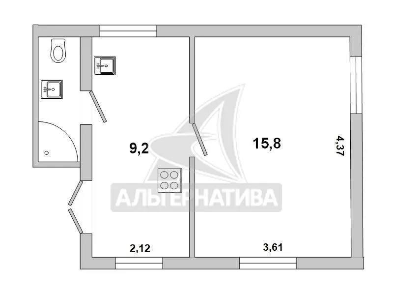 1-комнатная квартира,  г. Кобрин,  ул. Революционная. w182586 5