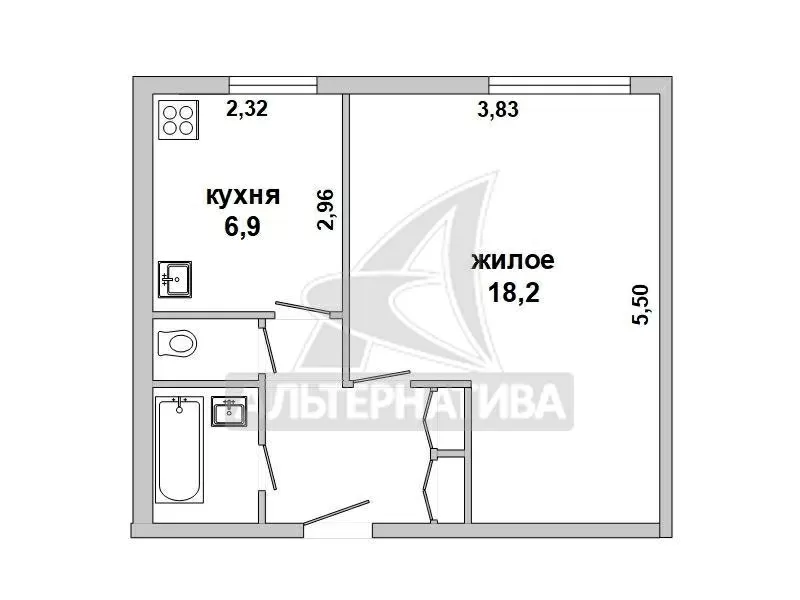 1-комнатная квартира,  г. Кобрин,  ул. Дзержинского,  1972 г.п. w183243 2