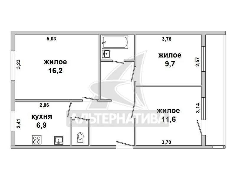 3-комнатная квартира,  г. Кобрин,  ул. Парковая,  1996 г.п. w183390 7